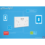 2G 13A Switched Socket with 2 x USB White