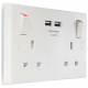 2G 13A Switched Socket with 2 x USB White