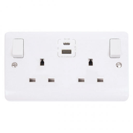 Click Mode 13A 2G Sw Socket with Type A & C USB Ou