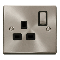 Deco 1G 13A DP Ingot Switched Socket Outlet Satin
