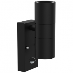 Up/Down Wall Light Black 230V IP44 GU10 PIR