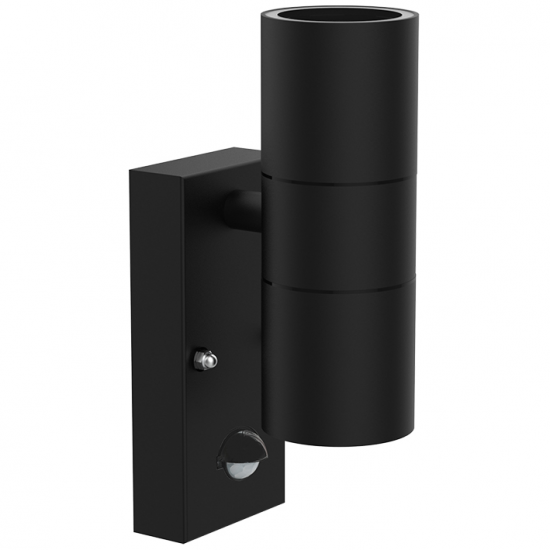 Up/Down Wall Light Black 230V IP44 GU10 PIR